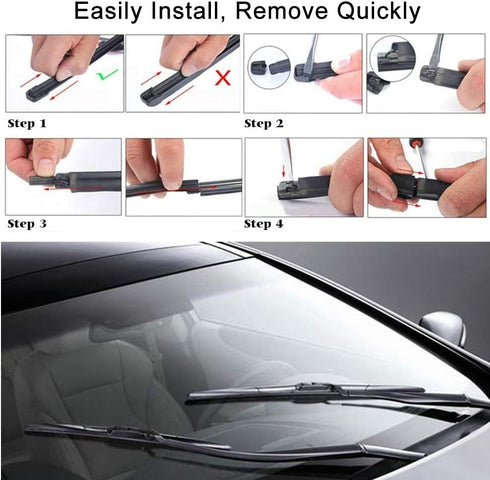 4 Pack Windshield Wiper Blades Refills, BravOne 26" Universal Rubber Frameless Windshield Wiper Blade Refills Parts Windscreen Wiper Rubber Strips...