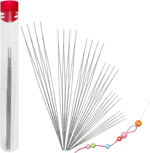 24 PCS Beading Needles for Jewelry Making, AFUNTA 6 Sizes Big Eye Beading Needles Stainless Bead Spinner Needles for Bracelet Necklace Making...