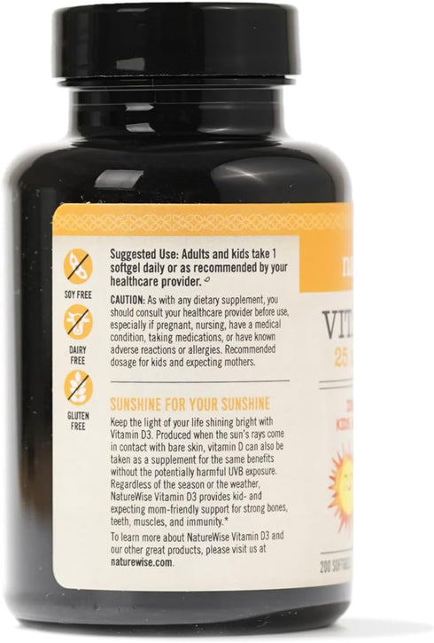 NatureWise Vitamin D3 1000iu (25 mcg) Healthy Muscle Function, and Immune Support, Non-GMO, Gluten Free in Cold-Pressed Olive Oil, Packaging Vary ...