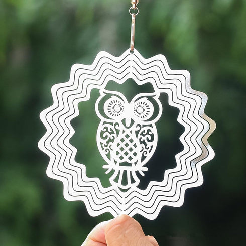 9 Pcs Owl Bird Scare Discs Set Reflective Wind Spinners Outdoor Garden Decor Scare Birds Squirrels Away for Yard Patio Farm...