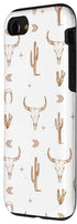 iPhone SE (2020) / 7 / 8 Western Country Boho Southern Bull Rustic Skull Chic Pattern Case...