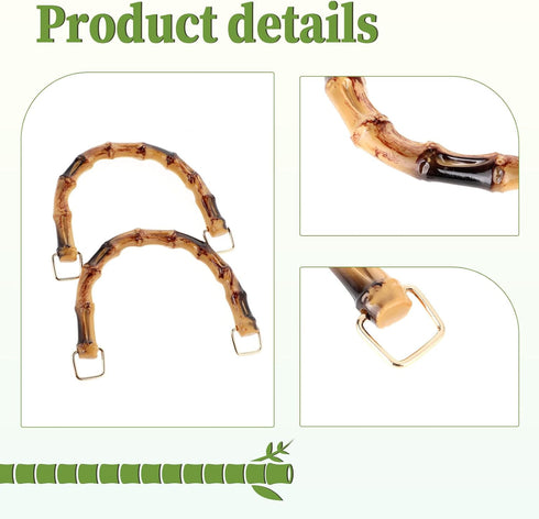 Bamboo Handle Purse Handles Bag Making U-Shaped Replacement Plastic Imitation Bamboo Handle Decorative Handbag Strap with Gold Metal Clasp for Cro...