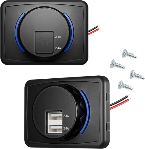 2 Pack 4.8A Dual USB Car Charger Socket with Indicator RV USB Outlet 12V 24V for Car Boat Vehicle Bus ATV (Surface Mount Installation)......