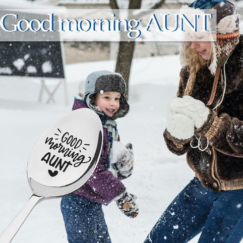 Best Auntie Aunt Birthday Gifts, Special Aunt Gifts from Niece Nephew, Good Morning Aunt Spoon Gift for Auntie Aunt Mothers Day Christmas Gifts, A...