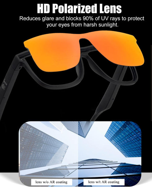 Smart Glasses,Bluetooth Sunglasses for Men Women with Speakers,Polarized Lenses,Touch/Voice Assistant...