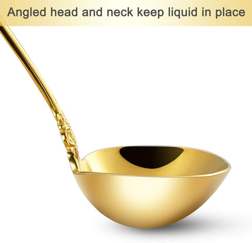 KEAWELL Gorgeous 1 oz. 18/10 Stainless Steel Gravy Ladle, Antique Small Ladle for Stirring, Mirror finished Soup Ladle Spoon and Dishwasher Safe (...