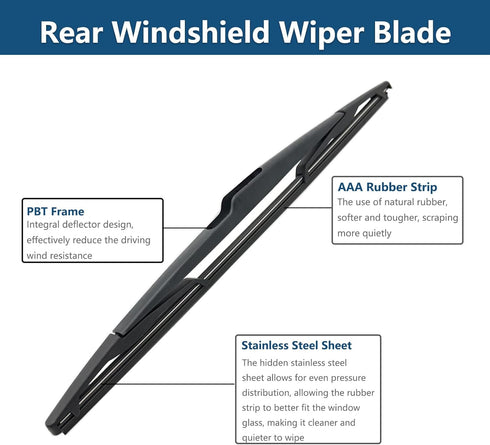 Rear Windshield Wipers Blade Arm Set for Nissan Quest 2005-2009, for Nissan Versa 2007-2012 Back Glass Wiper Arm Blade Replacements All Seasons Fi...