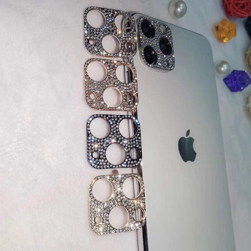 2 Pack Camera Lens Cover Compatible with iPhone 12 pro max 3D Glitter Bling Diamond Camera Lens Cover Sticker Protector Accessories(Gold)...