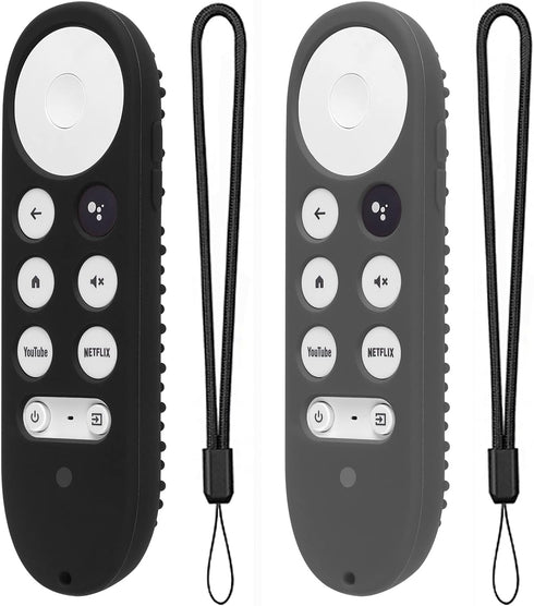 2 Pack Silicone Case for Chromecast with Google TV 2020 Voice Remote Protective Cover for 2020 Chromecast Voice Remote (Black+Dark Gray)...
