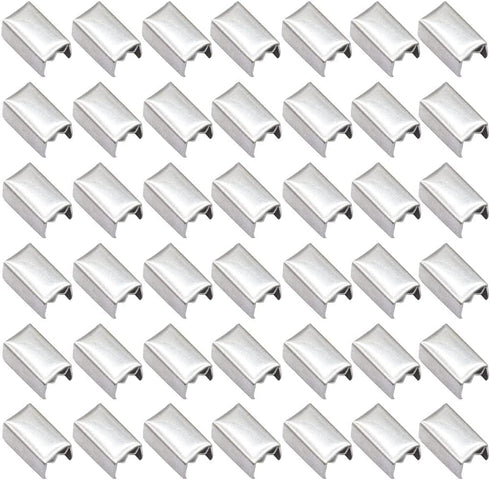 200Pcs 6x11mm Fold Over End Caps Fasteners Clamps, End Fasteners Crimp, Leather Rope Clips, Ribbon Caps End Clip End Clamps Cord Rope Clip for DIY...