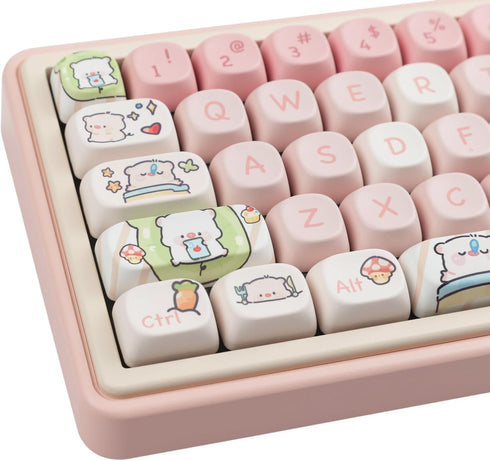 Hyekit PBT Keycaps for Mechanical Keyboard - 145 Keys Pink Pig Keycaps, Dye-Sublimation Cute Keycaps MOA Profile Custom Keycaps for Cherry Gateron...