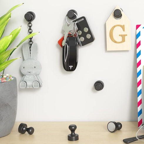 Grtard 16Pcs Black Magnetic Push Pins, Strong Fridge Magnets, Black Refrigerator Magnets, Small and Strong Whiteboard Magnets for Locker,Office, S...