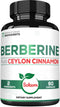 1500mg Berberine with Ceylon Cinnamon Supplement - Extra Strength for Immune System, Digestive Health, Body Management & Energy Production - 60 Ca...