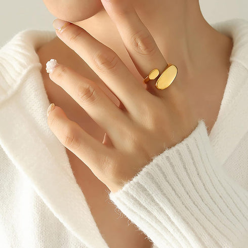 Chunky Dome Ring Stainless Steel Statement Rings for Women Teen Girls Irregular Geometric Rings Titanium Stackable Rings Adjustable Knuckle Midi R...