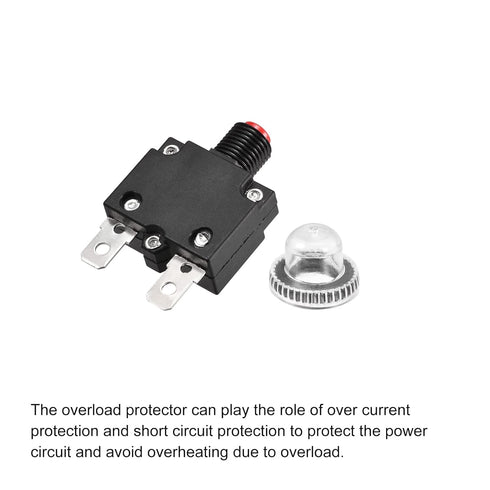 MECCANIXITY Circuit Overload Protector 15A AC125/250V DC32V Push Button Thermal Circuit Breaker for Air Compressor with Waterproof Caps 5pcs...
