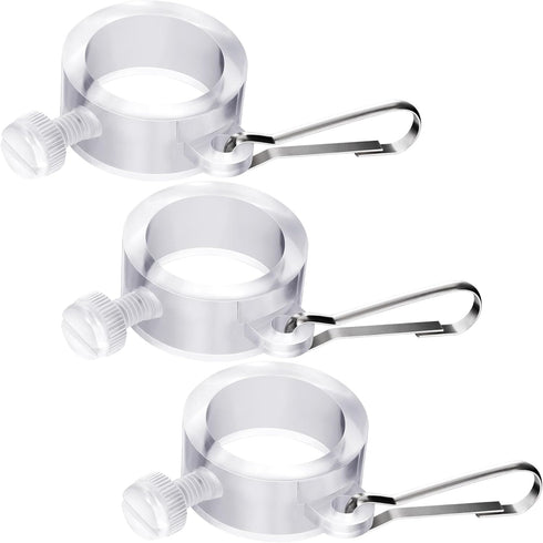 3pcs 1” Plastic Flag Pole Ring with Hook, Anti Wrap Flagpole Mounting Clip, Rustproof Adjustable Flag Pole Hardware Accessories for Various Outdoo...