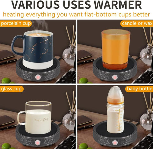Mug Warmer for Desk, Coffee Cup Warmer Auto Shut Off, Candle Warmer Plate with Timer(2h/4h/8h) (04-Black)...