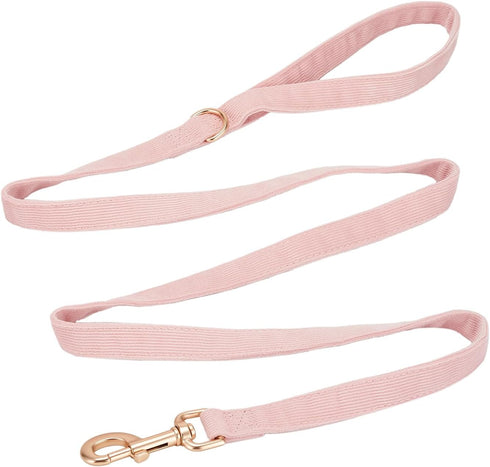 Soft Cotton Dog Leash, 5 Ft Heavy Duty Corduroy Dog Leashes with Gold Metal Hook for Small Medium Large Dogs,Small,Light Pink...
