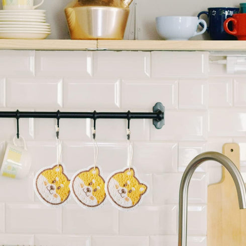 8 Pack Happy Dog Dishwashing Sponges Natural Wood Pulp Fiber High Efficient Absorbing Cute Shape Sponges for Kitchen and Household Cleaning...
