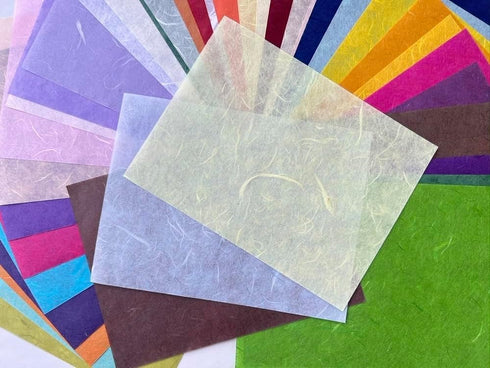 A5 50 Sheets Natural Fiber Mulberry Tree Mulberry Paper Sheets Art Tissue Washi Paper Design Craft Art Origami Suppliers Card Making 8.3" x 5.8". ...