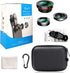 KINGMAS 3 in 1 Universal 198° Fish Eye Lens + 0.63X Wide-Angle Lens + 15X Macro Clip Camera Lens Kit for iPad iPhone Samsung Android and Most Smar...