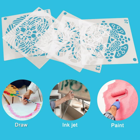 64 pcs (90 mm x 90 mm) Painting Stencils, DaKuan Mandala Dot Stencil for Artistic Creation, Murals, Books, Fabrics, DIY Artistic Creation, Reusabl...