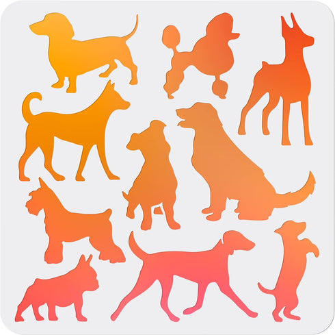 Dog Stencil Dog Drawing Stencils 11.8×11.8inch Reusable Flexible Pet Painting Template Smooth Edge for Farmhouse Home Decor Paint on Wood/Fabric/W...