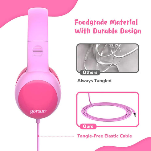 gorsun Kids Headphones with Limited Volume, Children's Headphone Over Ear, Toddler Headphones for Boys and Girls, Wired Headset Earphones for Chil...
