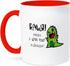 3dRose 11oz Coffee Mug Two Tone Red, Rawr Means I Love You in Dinosaur - Dinosaur Collectibles and Cool Dinosaur Gifts, Unique Dinosaur Themed Gif...