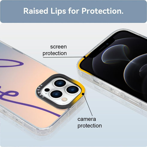 MOWIME Compatible with iPhone 12 Pro Max Gradient Glitter Bling Laser Case with Letter Love Pattern Design for Women Girls Soft TPU Shockproof Pro...