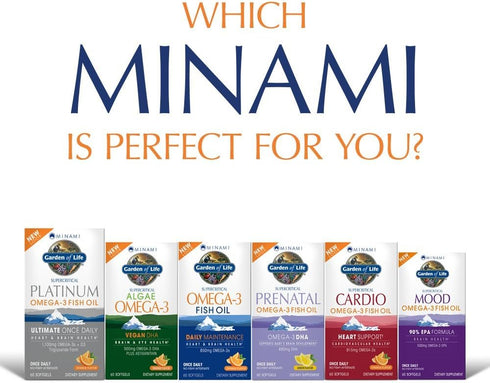 Garden of Life EPA/DHA Omega 3 Fish Oil - Minami Natural Brain Function, Heart and Mood Supplement, 60 Softgels...