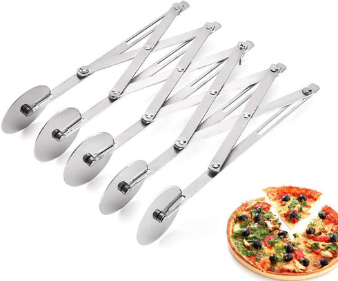 Stainless Steel 5 Wheel Pastry Cutter, Adjustable Baking Cutter Roller, Cookie Dough Cutter Divider, Pizza Slicer, 9.0x2.0 inches, 0.2 kg...