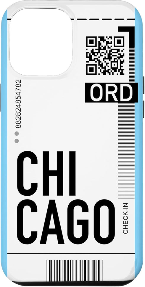 iPhone 14 Pro Max Chicago Air Ticket Phone Case Boarding Pass City Plane Case...