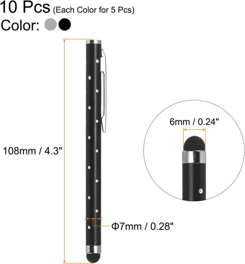 MECCANIXITY 10pcs Glitter Rhinestone Stylus Pens for Touch Screens Universal Metal Capacitive Pen for Phone All Capacitive Touch Screen Device, Bl...