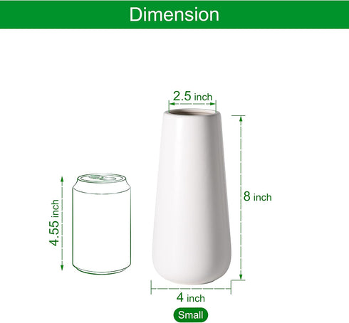 D'vine Dev 8 Inch Ceramic Flower Vase Matte Finishing, Minimalist Design for Home Décor, Bedroom, Living Room, Centerpieces, Office, White, VS-XH-...