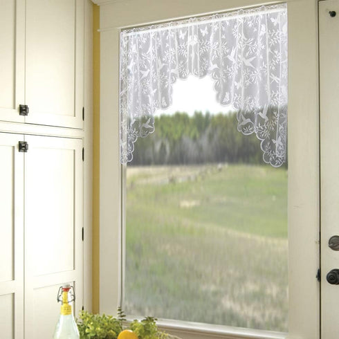 Heritage Lace Hummingbird 72"x36" Swag Pair, White...