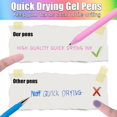 Gel Pens 12 Colors Retractable Quick Dry Ink Pens Fine Point 0.7mm, Smoooth Writing Pens Multicolor for Journaling, Drawing, Doodling, and Note Ta...
