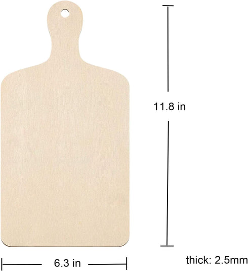 5 Pack Unfinished Wood Cutting Board 11.8"L x 6.3"W, 2.5mm Wooden Paddle Cheese Bread Board Set Chopping Board Serving Tray for Craft...