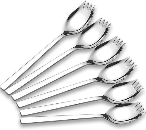 6-pack Stainless Steel Sporks for Everyday Use, Back to school lunch supplies Camping Hiking Heavy Duty Flatware set,7.6-inch (M)...