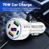 5 in 1 Car Charger Adapter,75W High Power Cigarette Lighter Adapter,QC3.0/PD Super Fast Charging Car Phone Charger Compatible with iPhone 14 13,iP...