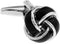 Knot Black Pair of Cufflinks in a Presentation Gift Box & Polishing Cloth...