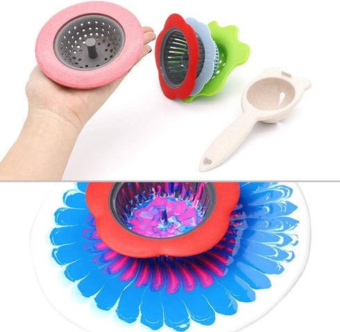 Angela&Alex Acrylic Pouring Strainers, 5 PCS Flow Painting Tools Christmas DIY Kits Drawing Sets Flower Strainers Plastic Silicone Drain Basket Un...