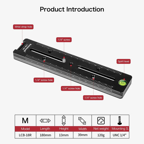 koolehaoda 180mm Quick Release Plate Rail Nodal Slide Dual Dovetail Plate with Bubble Level Compatible Arca-Swiss...