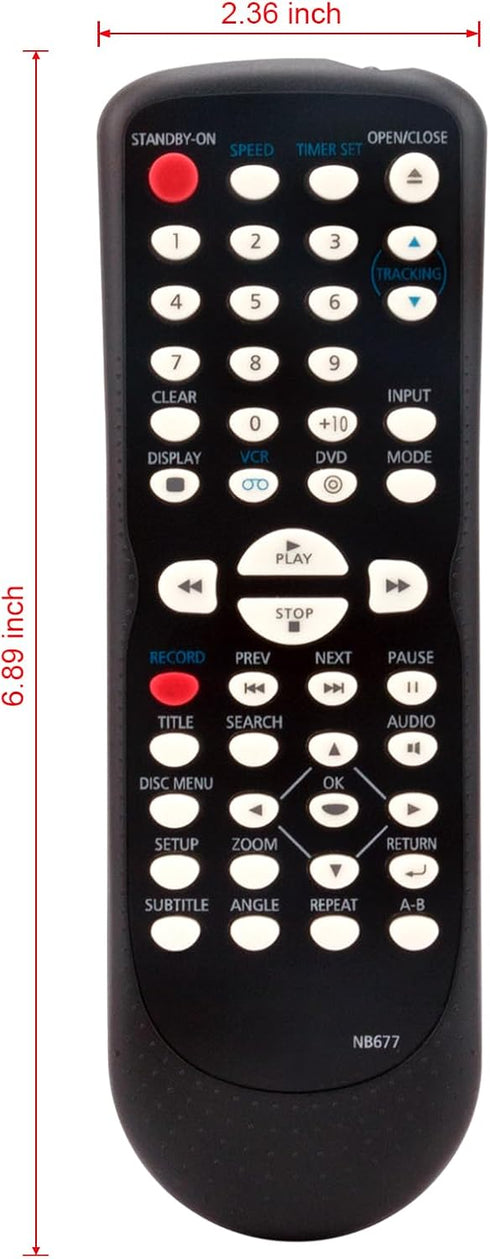 NB677UD Replaced Remote fit for Magnavox DVD Player VCR CDV220MW9 CDV220MW9/F7 CDV220MW9/F7A DV220MW9 DV220MW9A DV220MW9B GDV228MG9 RDV220MW9 RDV2...