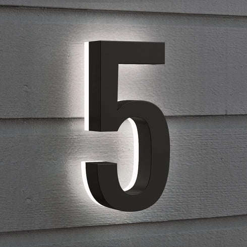 5 Inch LED House Numbers, ABS-Polymer, Premium Quality, Backlit LED 2700K Illuminated Home Address Number, Lighted House Numbers, Modern Address N...