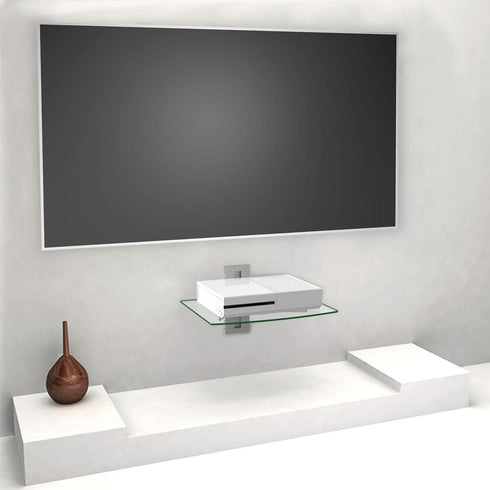 WALI Floating Entertainment Center Shelves, Holds Up to 17.6lbs, TV Shelf with Strengthened Tempered Glasses for DVD Players, Cable Boxes, Games C...