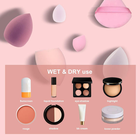 14 Pcs Makeup Sponge Set, Beauty Blender Make up Sponges Setting Face Puffs with 4 Pcs Powder Puff and 4 Pcs Mini Makeup Sponges for Liquid, Cream...