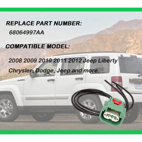 Headlight Connector Wiring Harness 68064997AA Compatible with Jeep Chrysler Headlight DRL Parking Light H13 9008, Replace 68064997aa...
