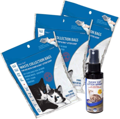 Cat Litter Odor Seal Bag - Smell Proof Kitty Litter Bags. 3 Packs of 21 Bags for Poop and Urine. Cleaning Supplies for Your Litter Box and Free Sa...