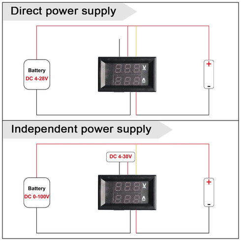 AKK LED Digital Voltmeter Ammeter Blue Red LED Amp Dual Digital Display Voltage Meter...